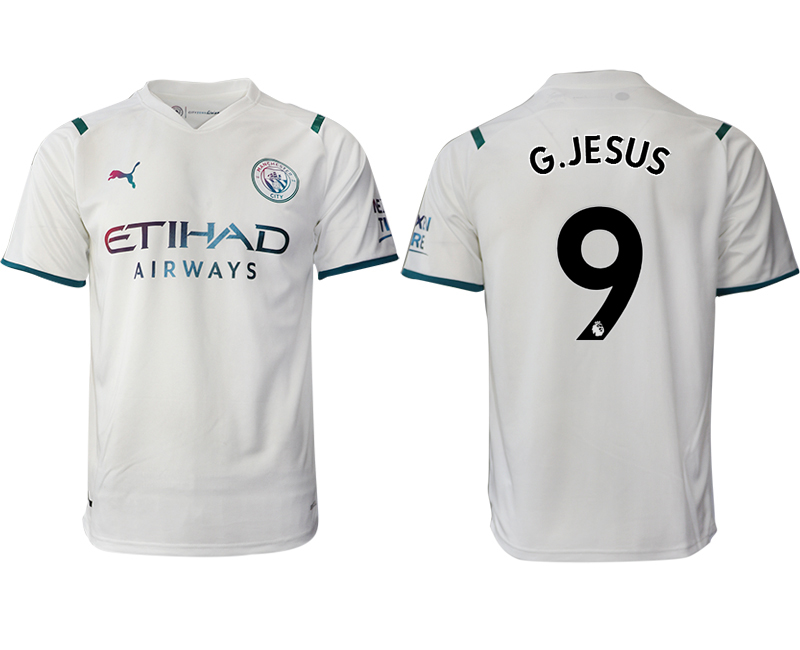 Men 2021-2022 Club Manchester city away aaa version white #9 Soccer Jersey
